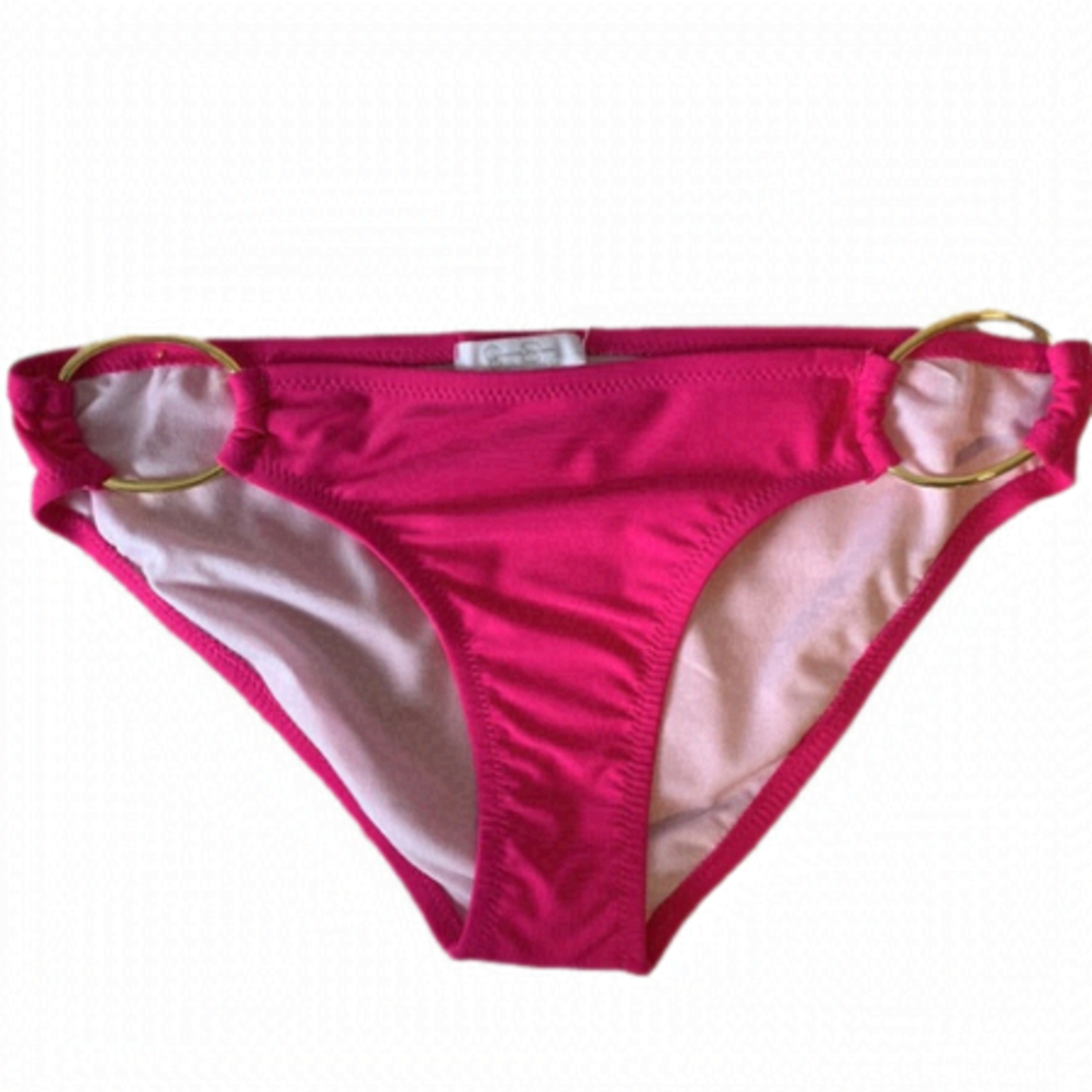 NWT Jessica Simpson Pink Bathing Suit Bottoms with Gold Rings Size Small